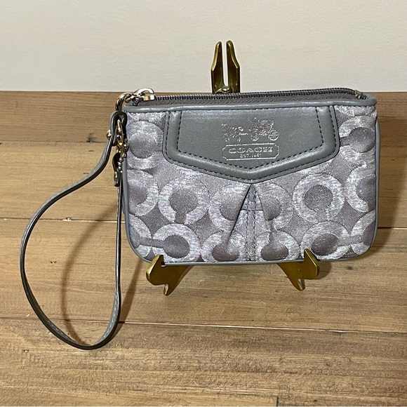 Coach metallic monogram coin pouch wallet wristlet. Like new condition. - Picture 2 of 5